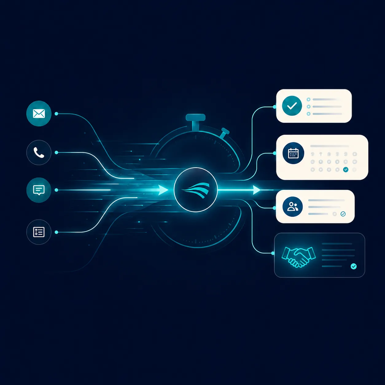 Abstract chat bubbles representing automated lead follow-up