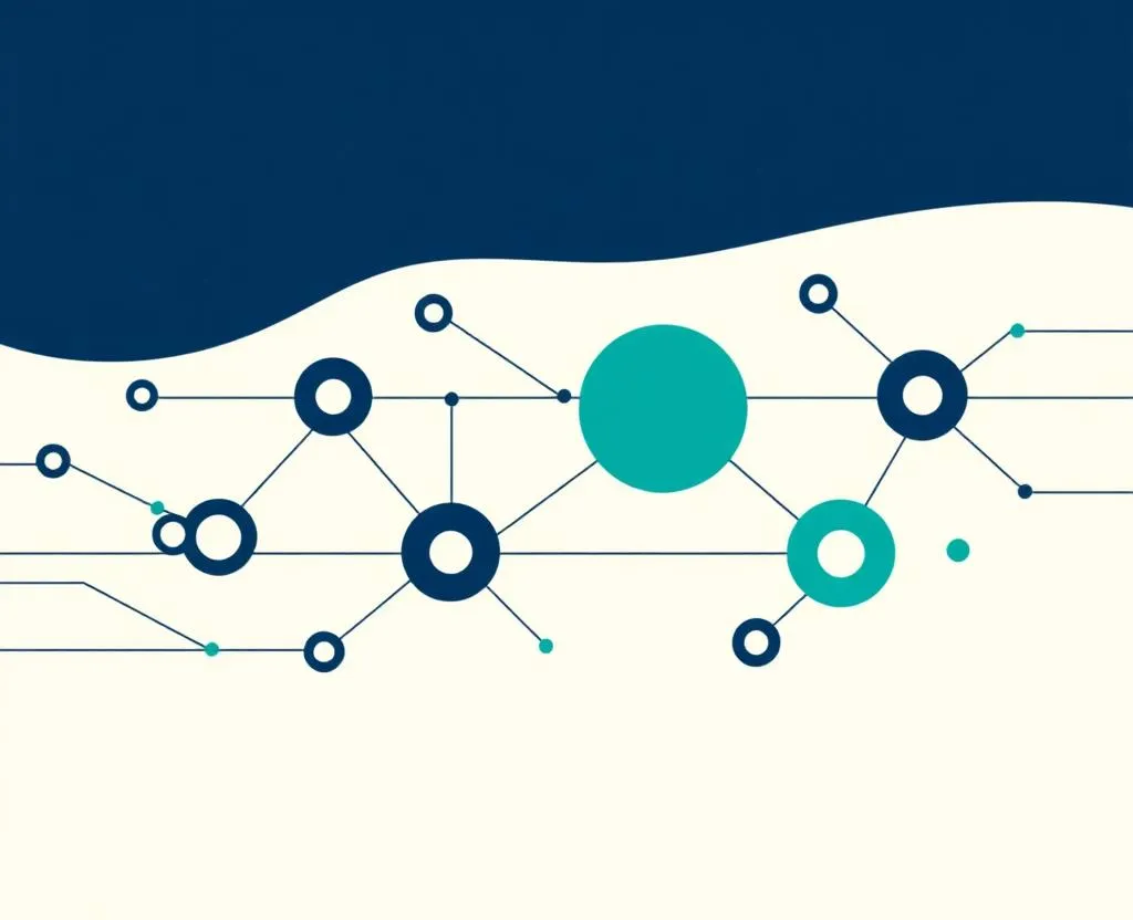 Abstract diagram of connected workflow nodes